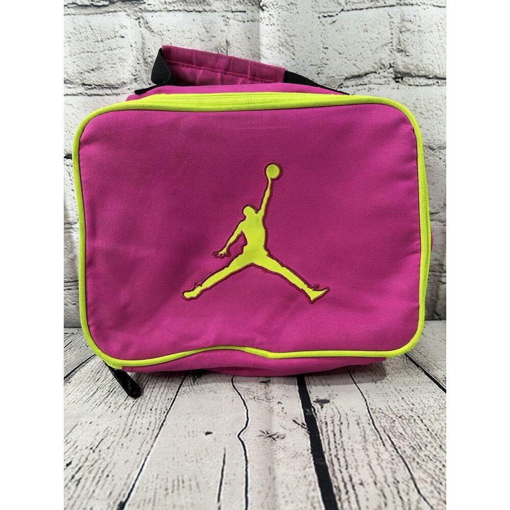 Nike Air Jordan Hot Pink & Neon Yellow Insulated Lunch Bag with Handle Zip